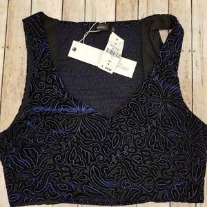 LF Millau Navy Velvet Crop Top